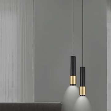 Lámpara con 2 colgantes Negro-Oro - Imagen 1