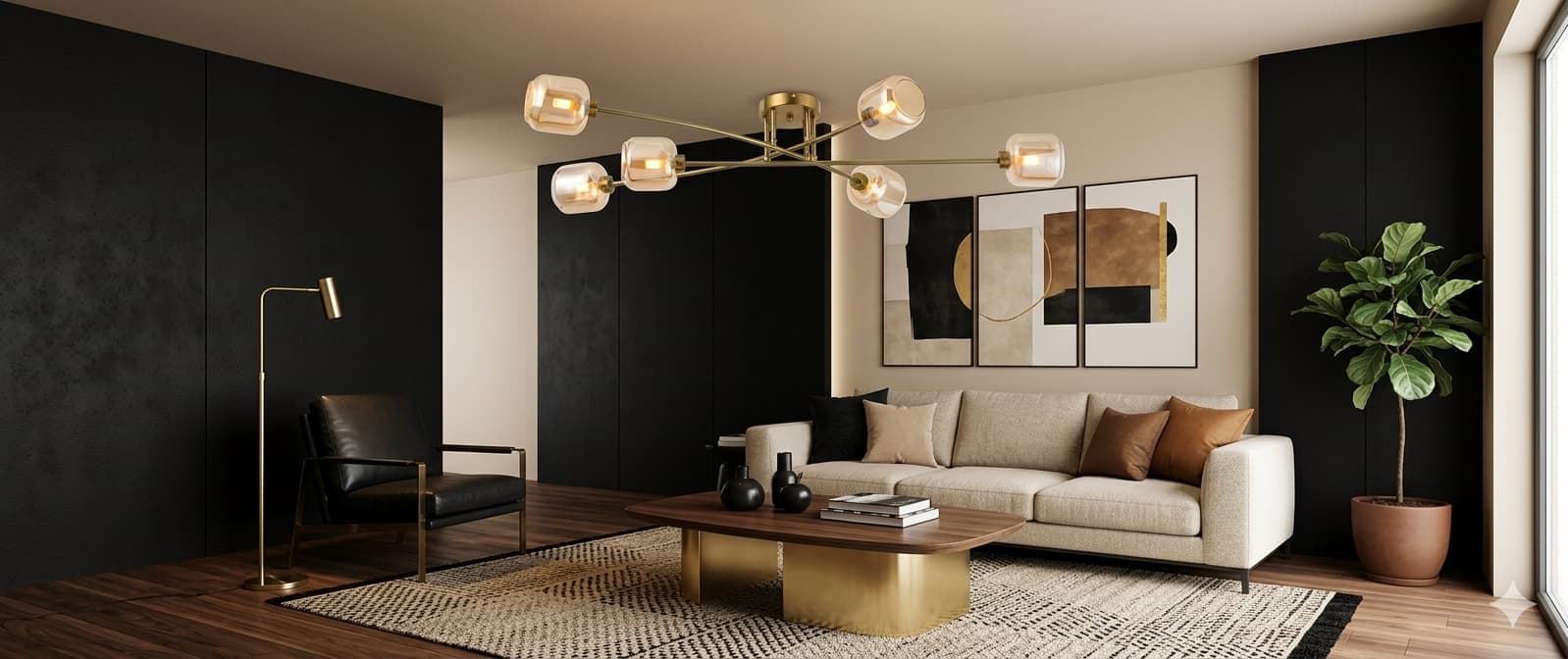 Lámpara de 6 Brazos Dorada - Imagen 2