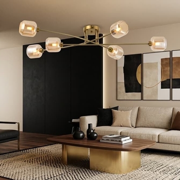 Lámpara de 6 Brazos Dorada - Imagen 2