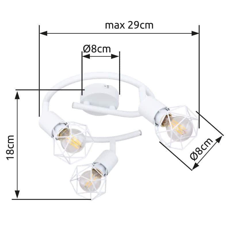 Plafón Blanco con 3 Focos Orientables - Imagen 6